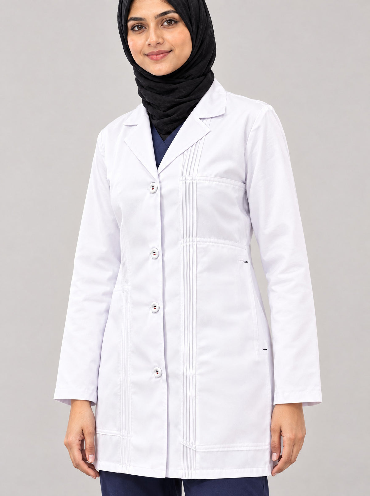 Women's Pintuck Lab Coat – Premium White