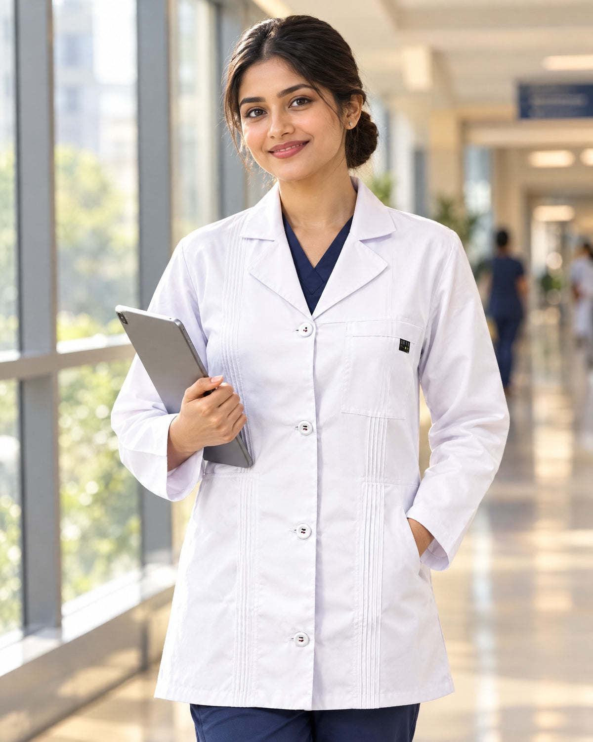 Women's Pintuck Lab Coat – Premium White