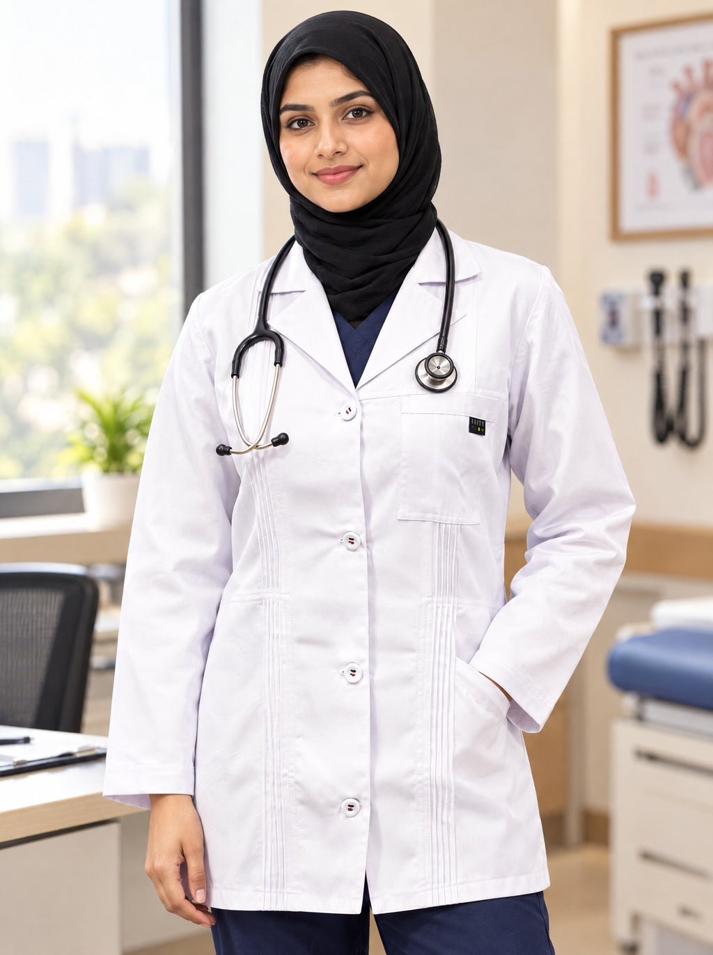 Women's Pintuck Lab Coat – Premium White