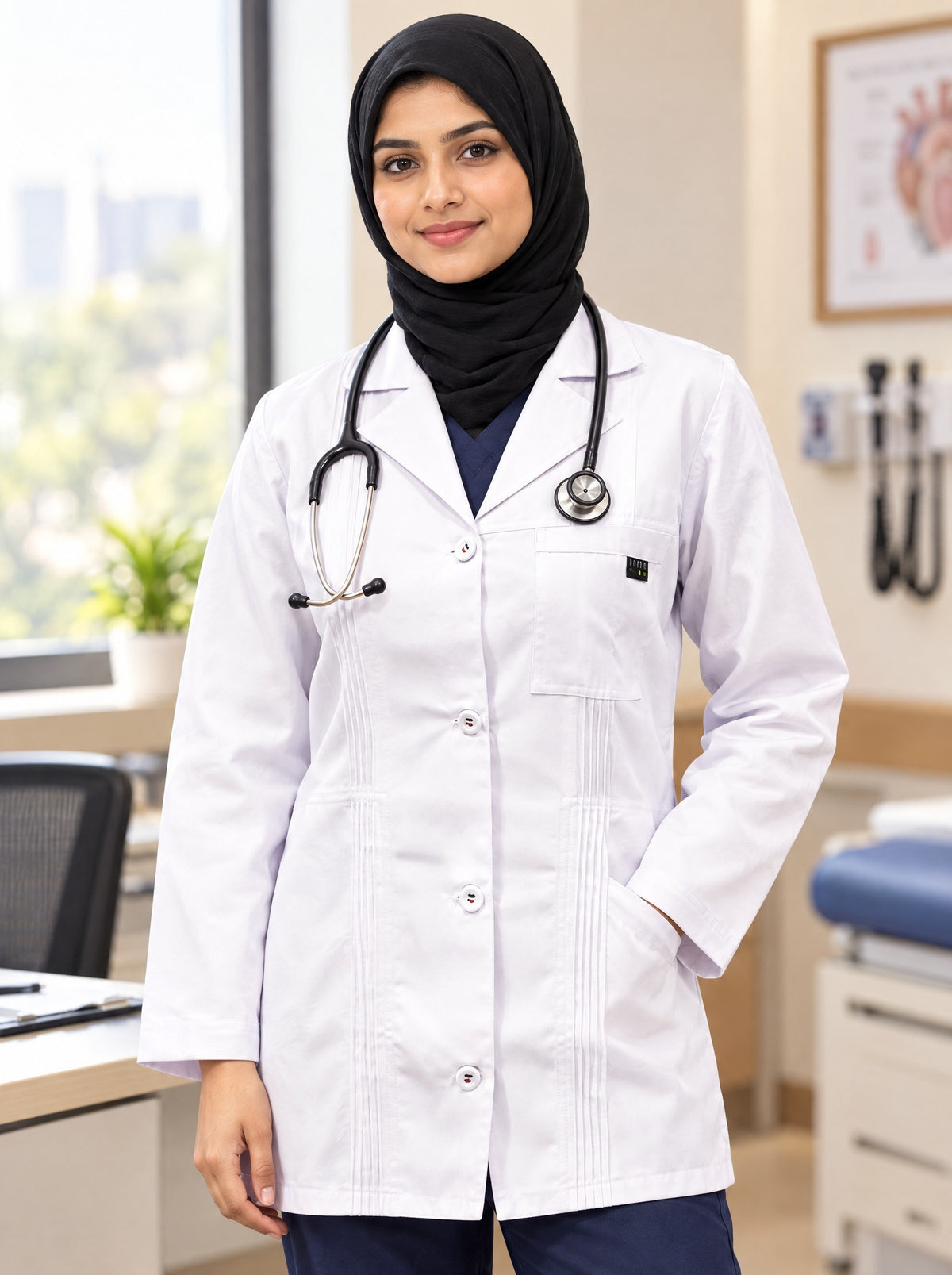 Women's Pintuck Lab Coat – Premium White